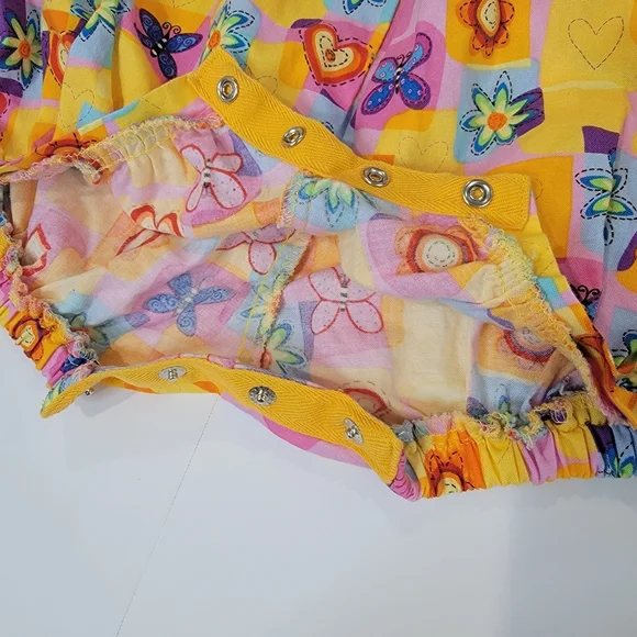 Smocked Bubble Chicken Noodle San Francisco Romper Multi Color Size 9M Flowers - Picture 4 of 12